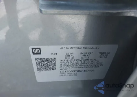 2024 Chevrolet Malibu Fwd 1Lt z USA, uszkodzony, nr VIN 1G1ZD5ST6RF167403